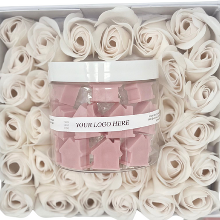 Welcome Home Realty Closing Gift Soap Jar w/ Soap Gift Box - Pink