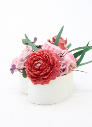 Mixed Reds & Pinks Cream Box 10-12 Flowers SoapFleur Forever Soap Bouquet with Dehydrated Botanicals