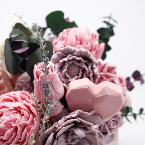 Mixed Pink & Purple Pink Box 10-12 Flowers SoapFleur Forever Soap Bouquet with Dehydrated Botanicals
