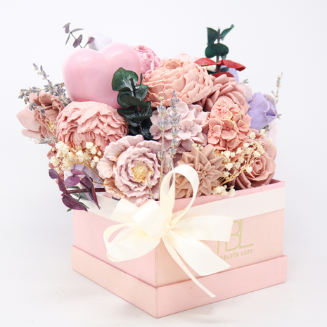 Mixed Red & Purple Pink Box 15-17 Flowers SoapFleur Forever Soap Bouquet with Dehydrated Botanicals