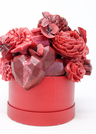 Mixed Red Red Box 11-13 Flowers SoapFleur Forever Soap Bouquet with Dehydrated Botanicals
